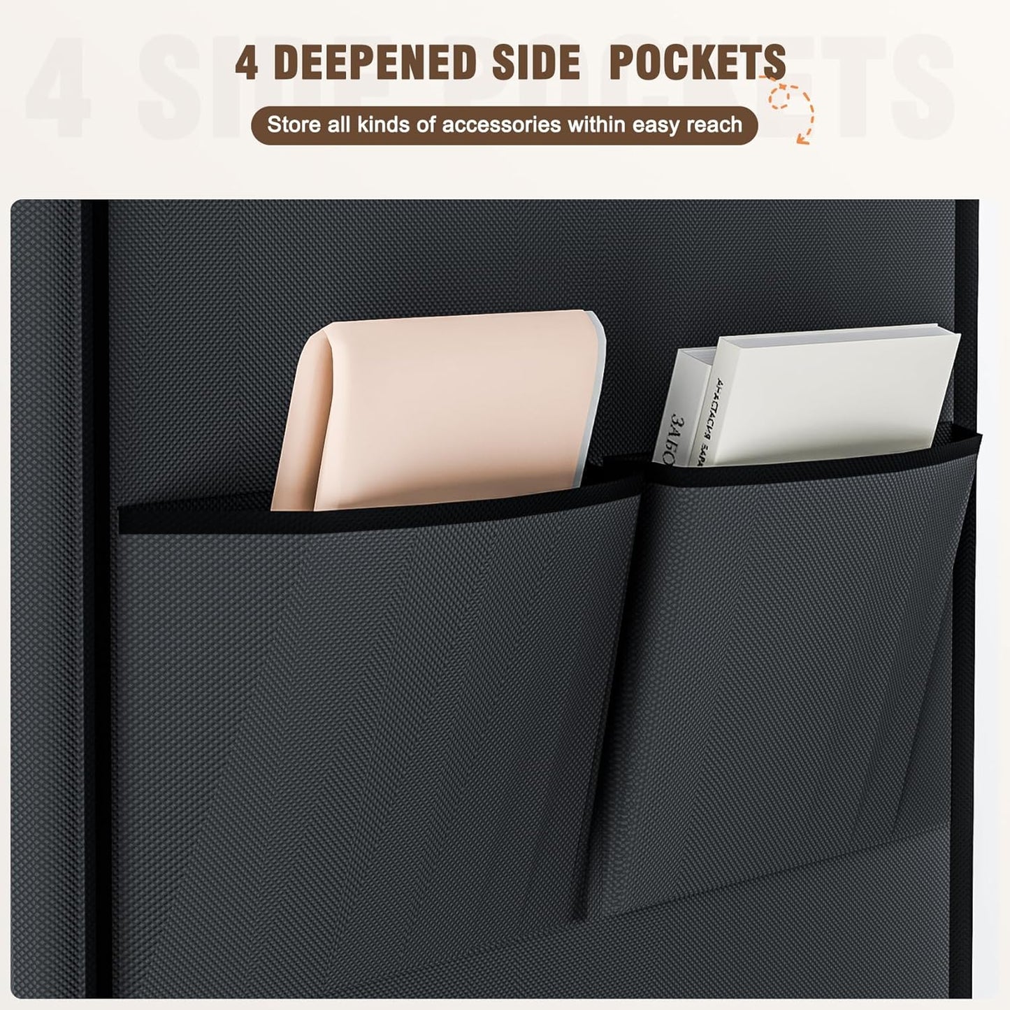 Portable Wardrobe Closet for Hanging Clothes, Free Standing Rack with Cover, 3 Hanging Rods, 6 Storage Shelves, 2 Side