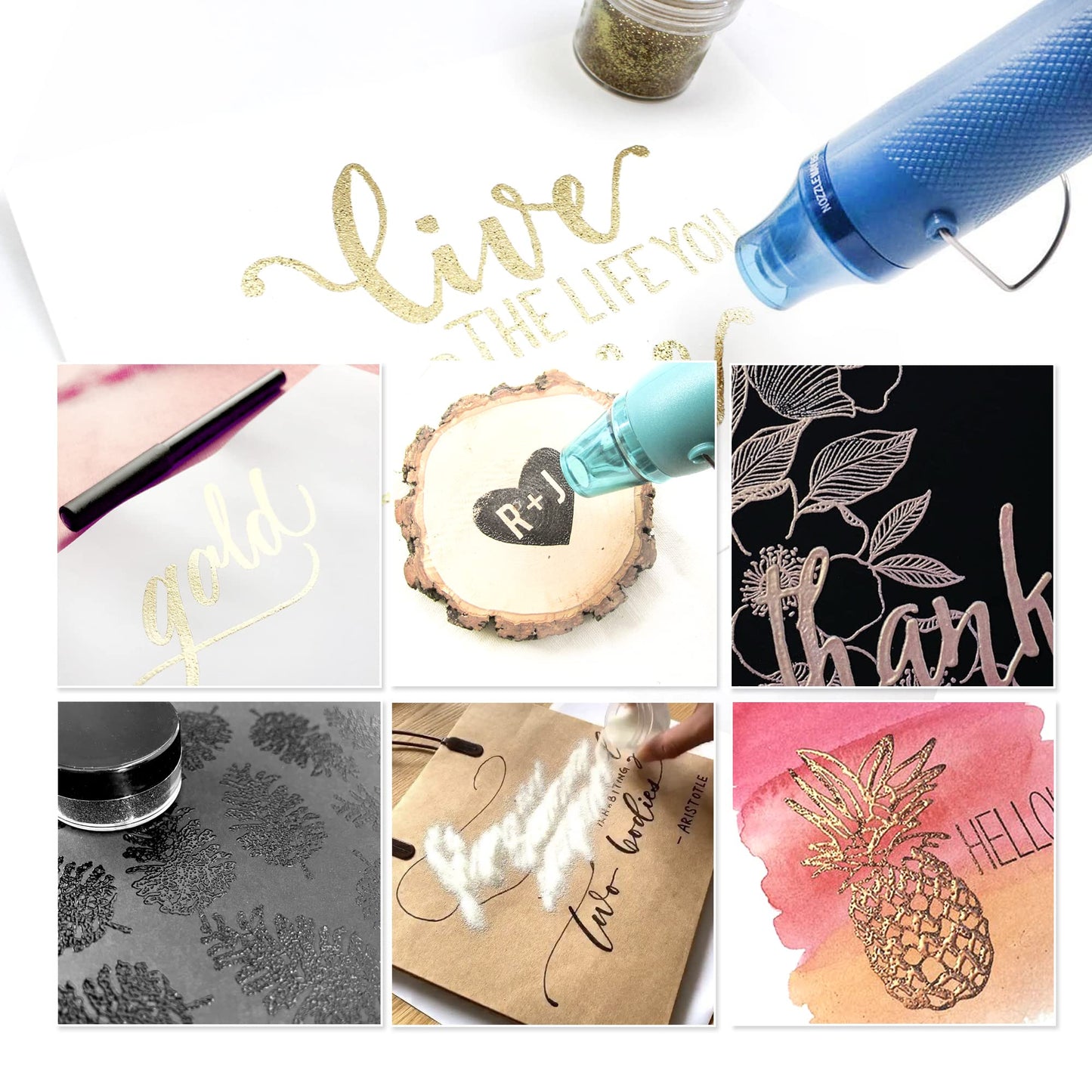 Embossing Kit, Powder, Clear Embossing Pen, Embossing Ink Pad, 8X 10ml Embossing Powders for Use with Embossing Heat Tool for Crafts