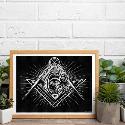 TUTUMAY21 Freemasonry Masonic Masonry Diamond DIY Painting Kits for Adults Round Drill 5D Number Picture Home Wall Art 12x16 inch