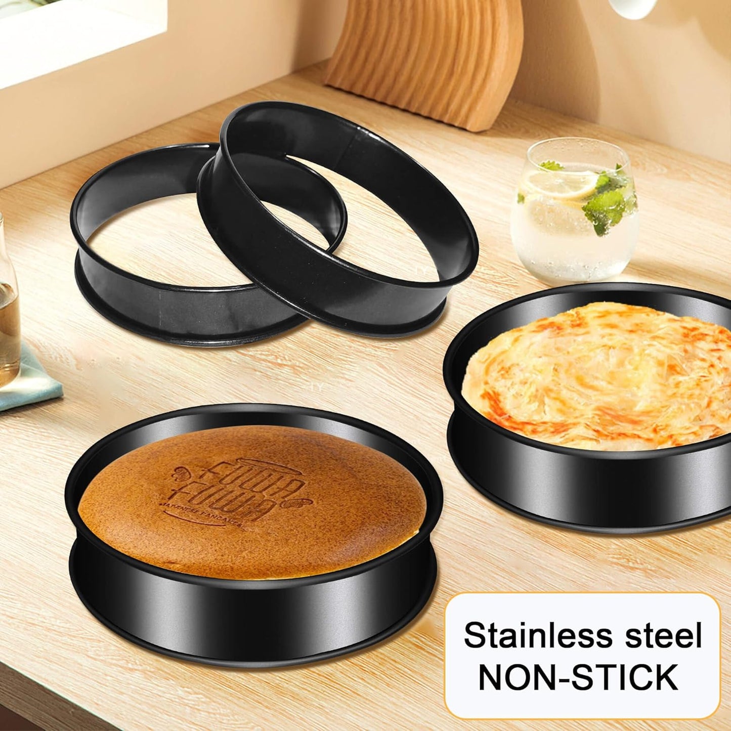 6 Pack Crumpet Rings, Nonstick English Muffin Rings, 4"-Round Stainless Steel Tart Molds for Cooking Baking