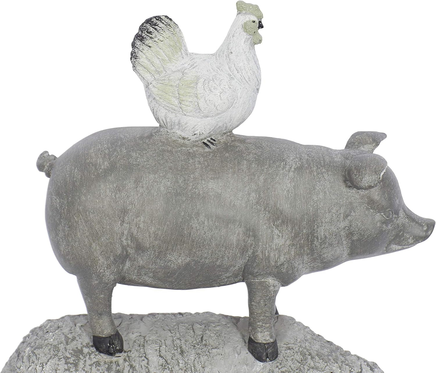 Deco 79 Polystone Farm Animals Decorative Sculpture, Stacked Home Decor Statue, 9" x 4" x 12", Gray