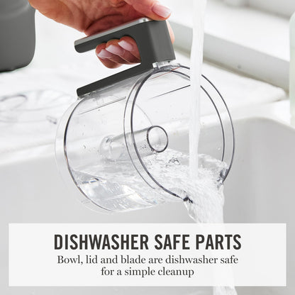 Martha Stewart 3 Cup Food Processor, Electric Vegetable Chopper, Stainless Steel Blades, 24oz BPA-Free Bowl, Pour Spout, Dicing, Mincing, Chop & Puree, Dishwasher Safe, Oil Chute, Easy-Clean, Caviar