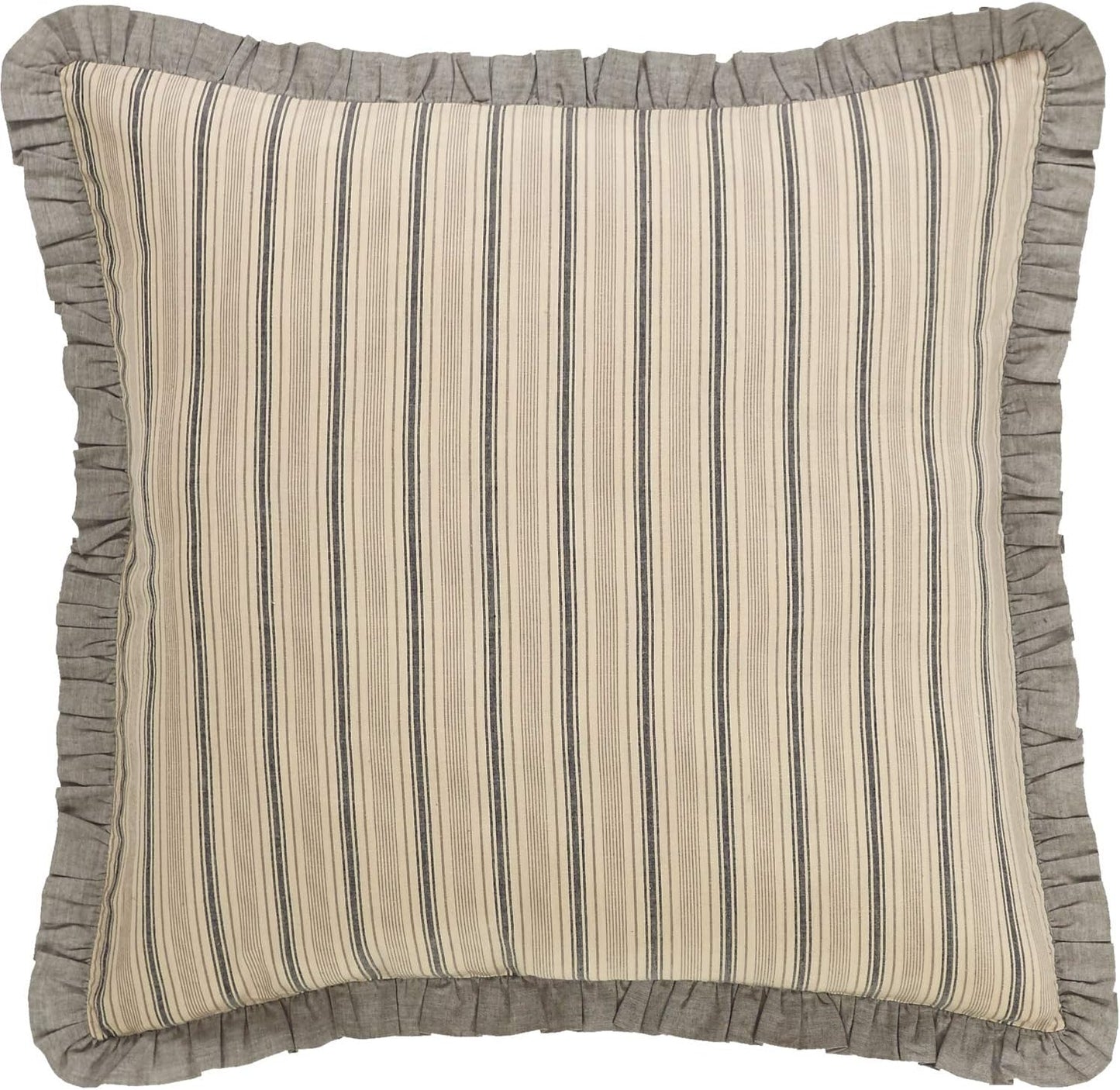 VHC Brands Farmhouse Bedding-Sawyer Mill Tan Fabric Euro Sham, 26x26 (Dark Creme White)