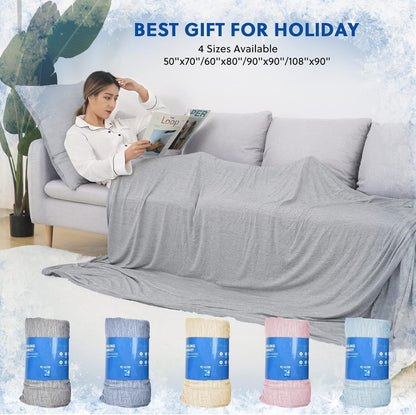 HOMFINE Cooling Blankets for Hot Sleepers, Lightweight Breathable Double Side Blanket for Bed, Grey