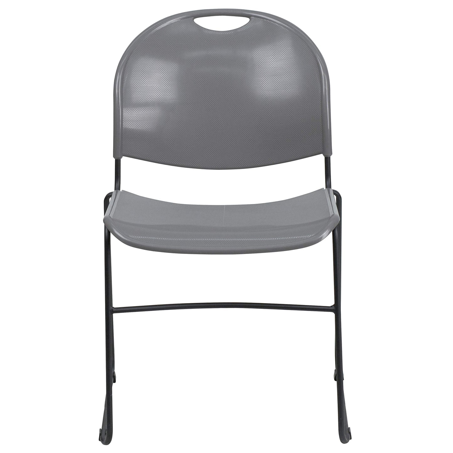 Flash Furniture 5 Pack HERCULES Series 880 lb. Capacity Gray Ultra-Compact Stack Chair with Black Powder Coated Frame