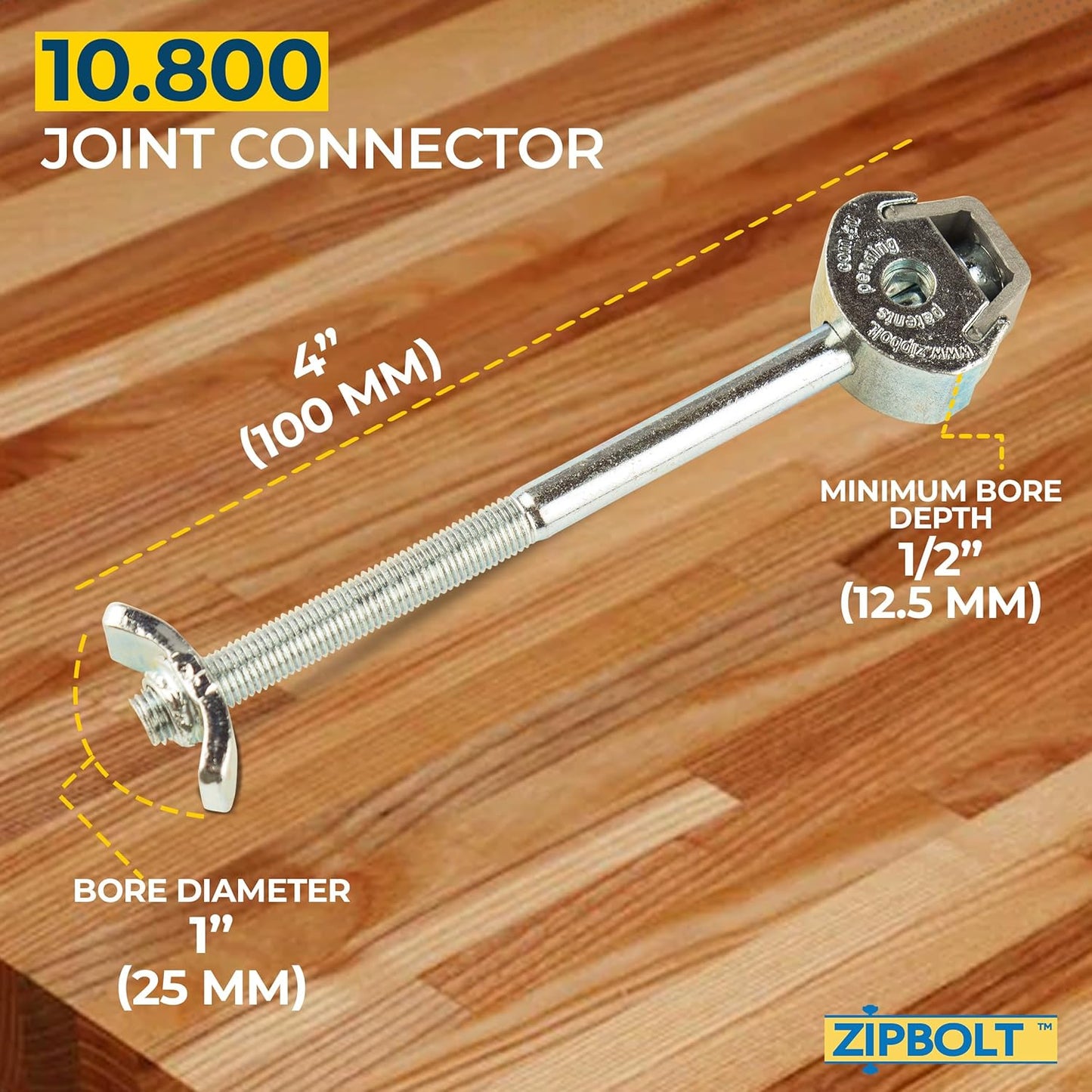 Zipbolt 10.800 Countertop Miter Connector, 5 Piece Joint Fastener Pack with 5mm Hex Bit for Joining Countertops
