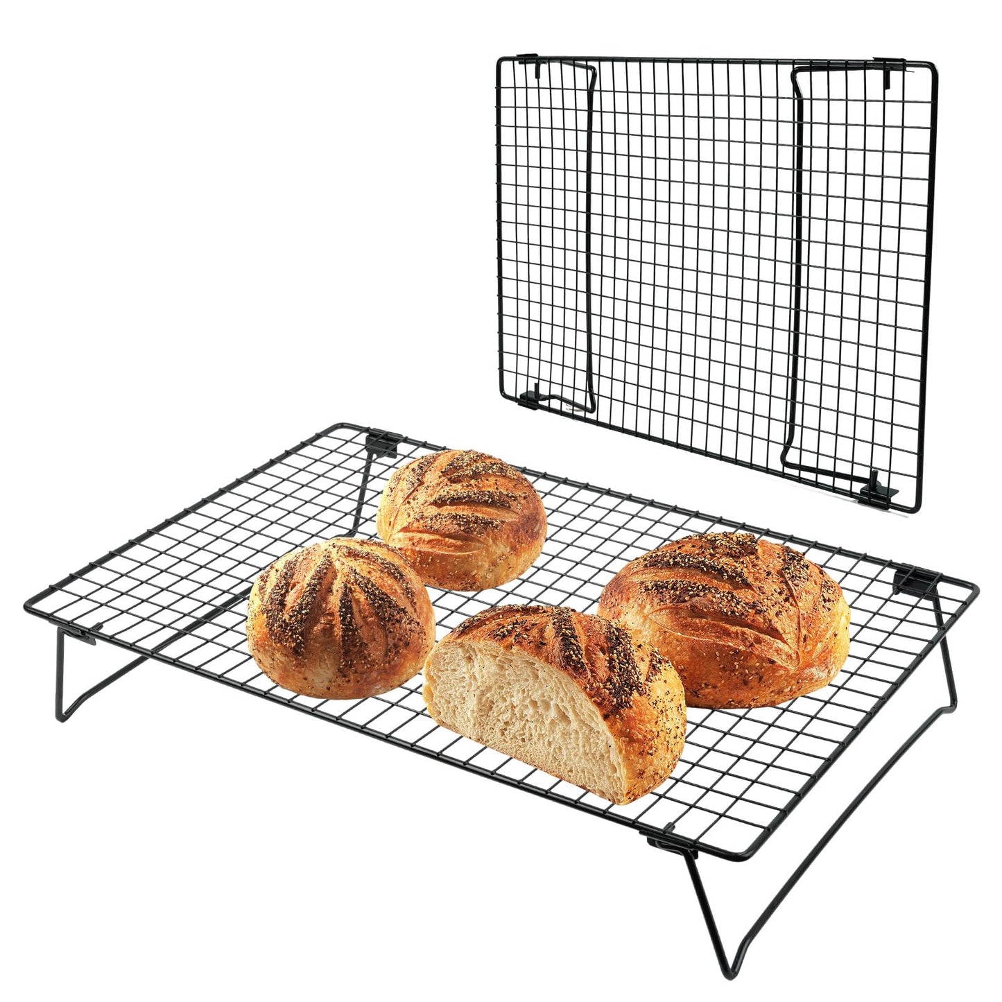 Sourdough Cooling Rack, Heavy Duty Cooling Rack for Sourdough, 17×11×3 Inch Elevated Design, Black，Gifts for Baking Must Haves,1 PCS