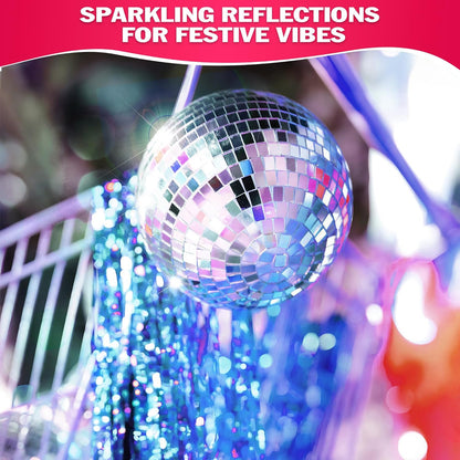 24 PCs Mini Disco Balls Set - 1.8 in Ornaments for Parties, Lightweight & Portable Decorations, Silver Sparkle