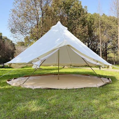 Outdoor Family Camping Safari Glamping Yurt Bell Tent with Mesh Screen - Waterproof Luxury 5M Bell Tent (Off White Oxford, 5M)