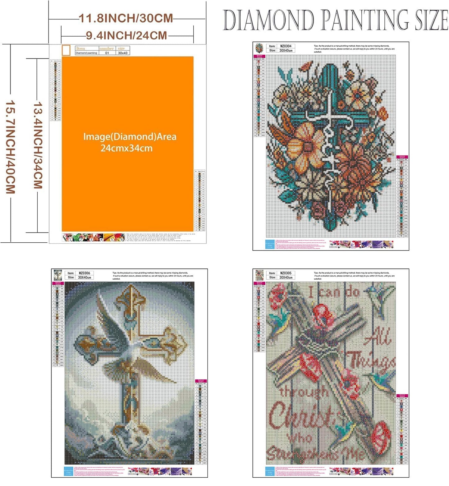 Axquilon Religious Diamond Art Kits for Adults - 3 Pack Cross Diamond Painting Kits for Adults, 5D Round Full Drill Christian Gem Art, Paint by Diamonds Pictures DIY Crafts Kits 12x16inch