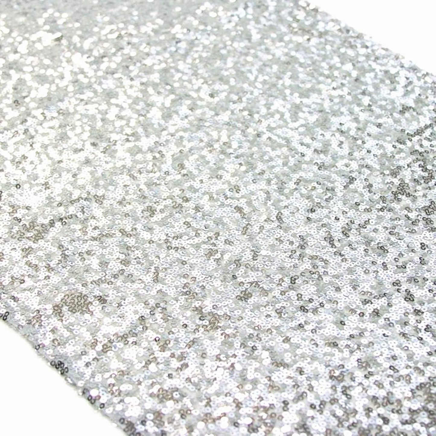 ShinyBeauty Silver Sequin Table Runner 12x108 Inch - Roll-Up Wedding Party Decor, Sparkling Holiday Tablecloth