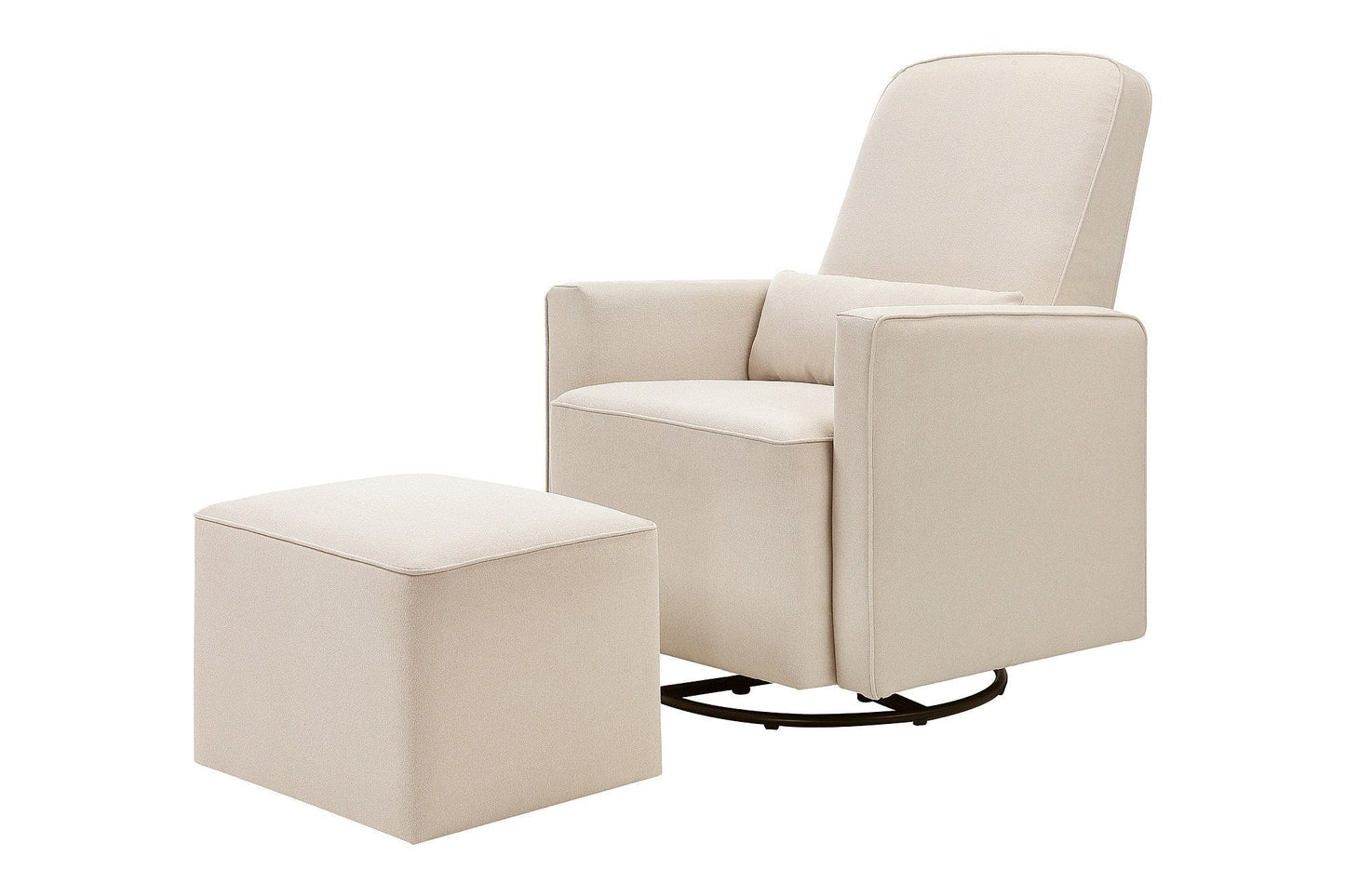 daVinci Olive 360° Swivel Glider Chair w/ Storage Ottoman - Water & Stain Resistant Rocking Glider - GREENGUARD Gold & FSC Certified, Versatile Rocking Chair for Nursery & Living Room, Polyester Cream