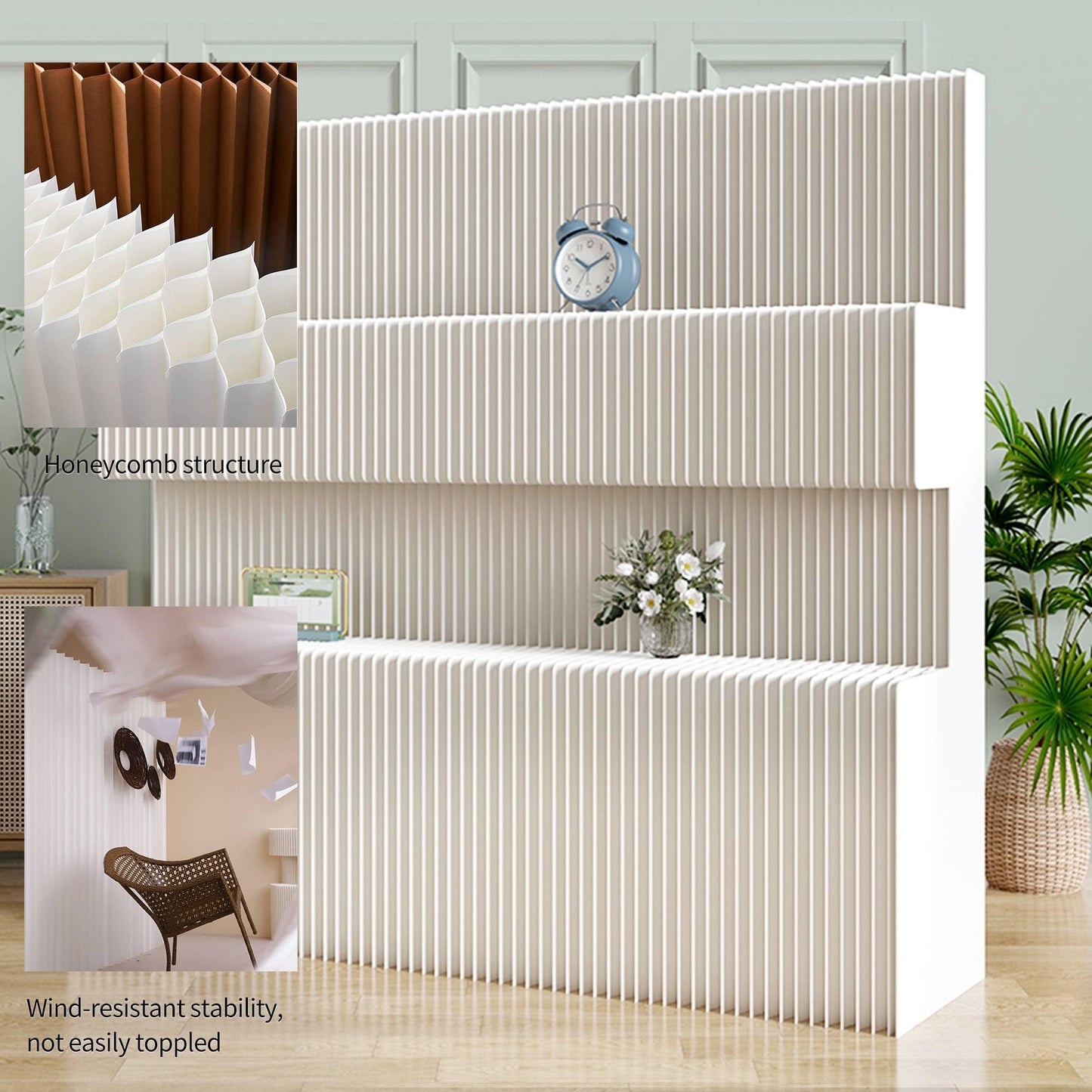 Kraft Paper Room Divider Screen 7.87ft * 16.41ft Foldable Privacy Partition for Home Office,Portable Folding Divider Wall for Dorm Studio Exhibition Store,Eco-Friendly Adjustable Room Separator Panel