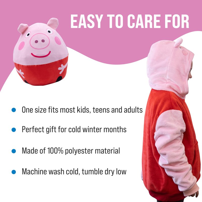 Plushible Peppa Pig Wearable Blanket Hoodie for Adults, Kids, and Toddlers, Cozy Snuggle Wrap, Pillow & Longsleeve Sweatshirt - Toddler