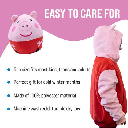 Plushible Peppa Pig Wearable Blanket Hoodie for Adults, Kids, and Toddlers, Cozy Snuggle Wrap, Pillow & Longsleeve Sweatshirt - Toddler