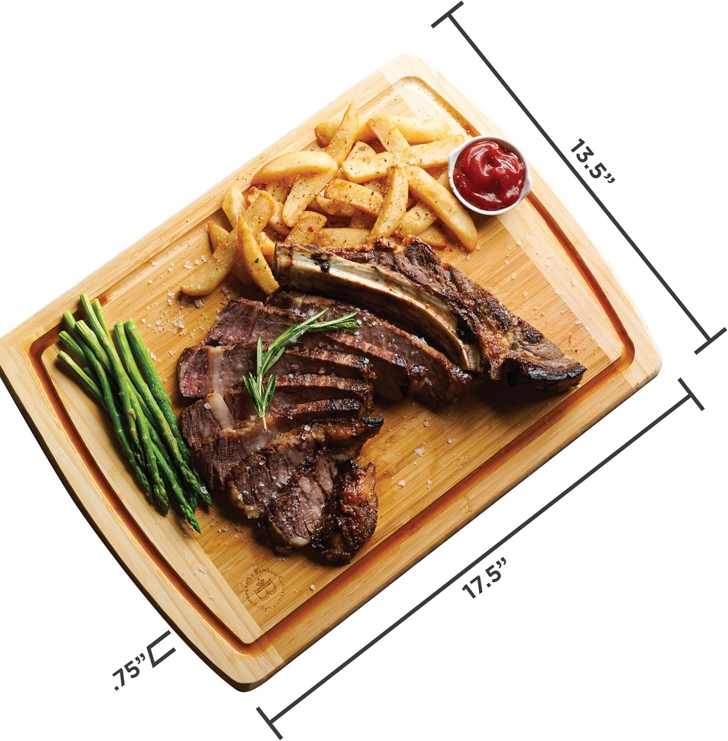 Extra-Large 18 Inch Cutting Board - Bamboo Wood with Deep Juice Groove - Charcuterie & Chopping Butcher Block for Meat