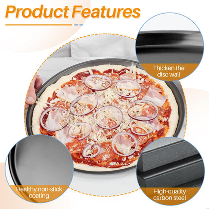 GYPNS 13 Inch Nonstick Pizza Pan Fit for Breville Smart Oven BOV800XL, BOV845BSS Countertop Oven Accessories Round Pizza Tray Replacement, with 50 Pcs Parchment Paper Sheets（Heavy Carbon Steel）
