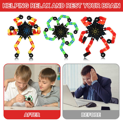 40 Pack Funny Sensory Fidget Toy Transformable Chain Robot Finger Toy DIY Deformation Robot Mechanical Spinners Stress Relief Autistic Gifts for Adult Teen Prize Stuffer Party Favor (Classic)