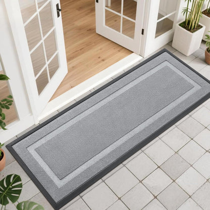OLANLY Indoor Outdoor Front Door Mat - Waterproof All-Season Doormat, Easy Clean, 47x17, Ash Gray