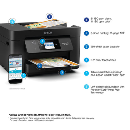 Epson Workforce Pro WF-3823 Wireless All-in-One Printer with Auto 2-Sided Printing, 35-Page ADF, 250-Sheet Paper Tray and 2.7" Color Touchscreen