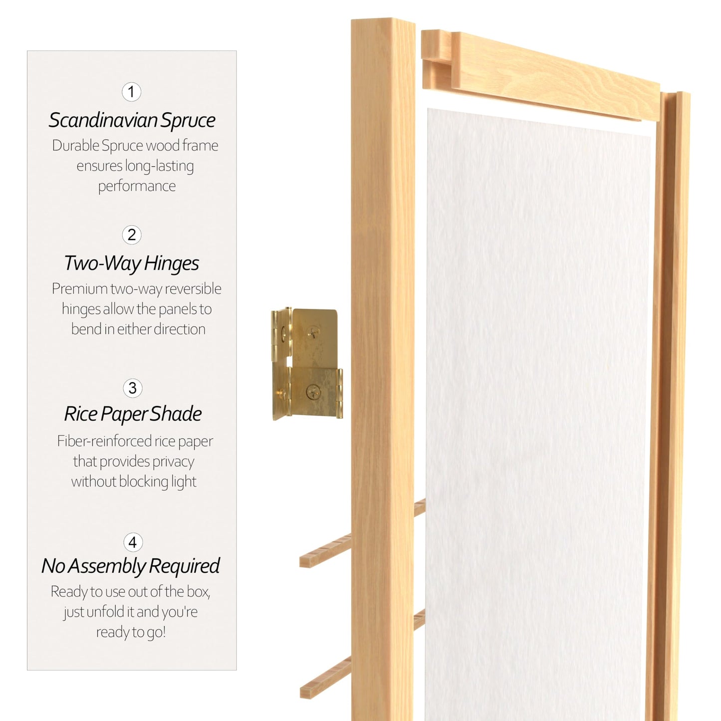 Red Lantern 6 ft. Tall Eudes Shoji Screen - Natural - 5 Panels