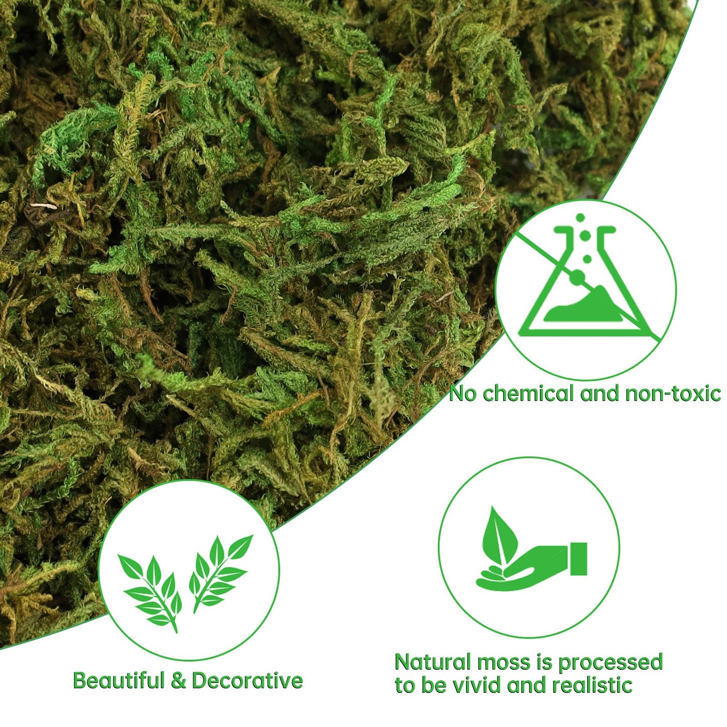 YUNVI 35 OZ Large Capacity Artificial Moss for Potted Plants,Natural Fake Moss Grass for Plants Indoor,Craft and Greenery Bulk for Hamsters(Fresh Green)