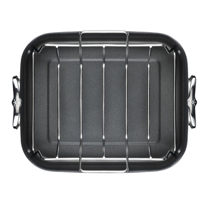 Hestan Provisions – 14.5" Classic Clad Nonstick Roasting Pan with Stainless Steel Rack