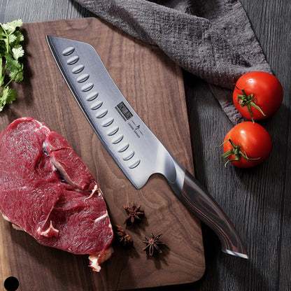 HOSHANHO 7 Inch Japanese Chef Knife, Ultra Sharp High Carbon Stainless Steel Kitchen Knife, Professional Santoku Knives with Ergonomic Pakkawood Handle