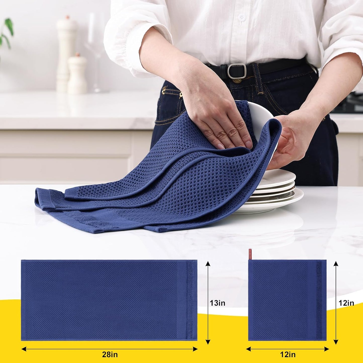 Set, 12 12 13 28 Inches, Set 10 100% Homaxy Kitchen Towels and Dishcloths x and x of Cotton Waffle Weave Kitchen