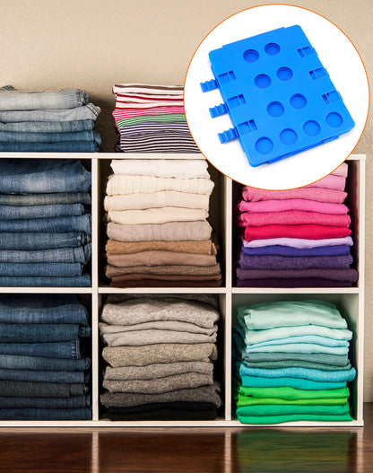 QWORK PP Composite Folding Board, 2 Pack Folding Clothes Board - Black + Blue, One-Hand Operation Laundry Folding Tool, Non-Slip Silicone Buckles, T Shirt Folder, Laundry Folders for All Garments