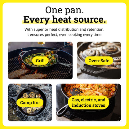 Lodge Seasoned Cast Iron Skillet - PFAS-Free, Non-Toxic Cookware - Use with an Oven, Stove, Grill, or Campfire - Naturally Non-Stick & Oven Safe - 6.5 Inches