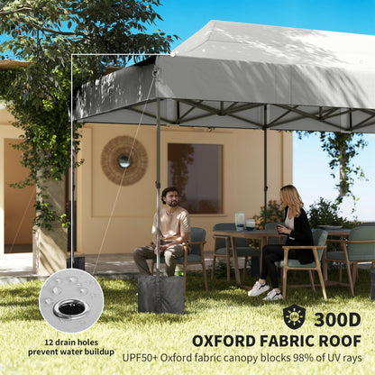 Outsunny 10 x 20 ft Pop Up Canopy Tent, Heavy Duty UPF50+ Outdoor Portable Instant Canopy Shelter with Wheeled Carry Bag, Sandbags, Adjustable Height for Parties, Events, Camping, White