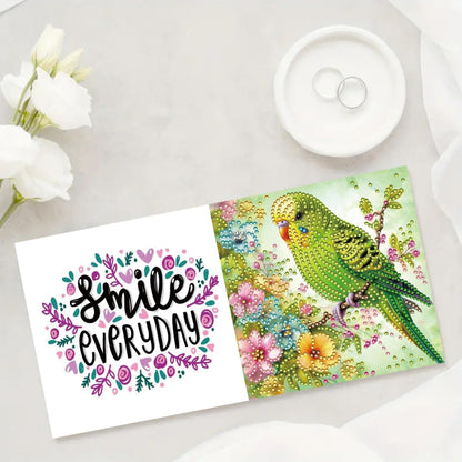 MaiYiYi 6 Pack DIY Parrot Diamond Painting Greeting Cards Kit, Rose Bird Diamond Art Greeting Cards, Bird Diamond Art Cards with Envelopes for Family Friends Holiday Birthday