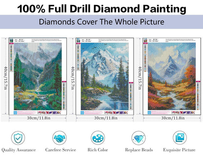 HHMATITS 3 Pack Landscape Diamond Art Kits for Adults - DIY Diamond Painting Kits for Beginners, 5D Mountain Diamonds Art Painting Round Full Drill for Home Wall Decor Gifts 12x16Inch