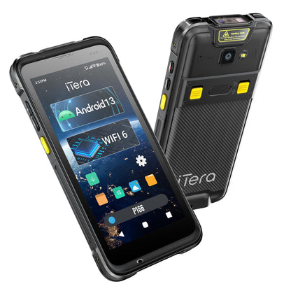 iTera Android 13 Barcode Scanner PDA: SE4710 Scan Engine Qualcomm CPU 5.5" Touch Screen Wi-Fi 6 IP65 Rugged 4300mAh Battery for Warehouse Logistics Inventory Handheld Computer P166