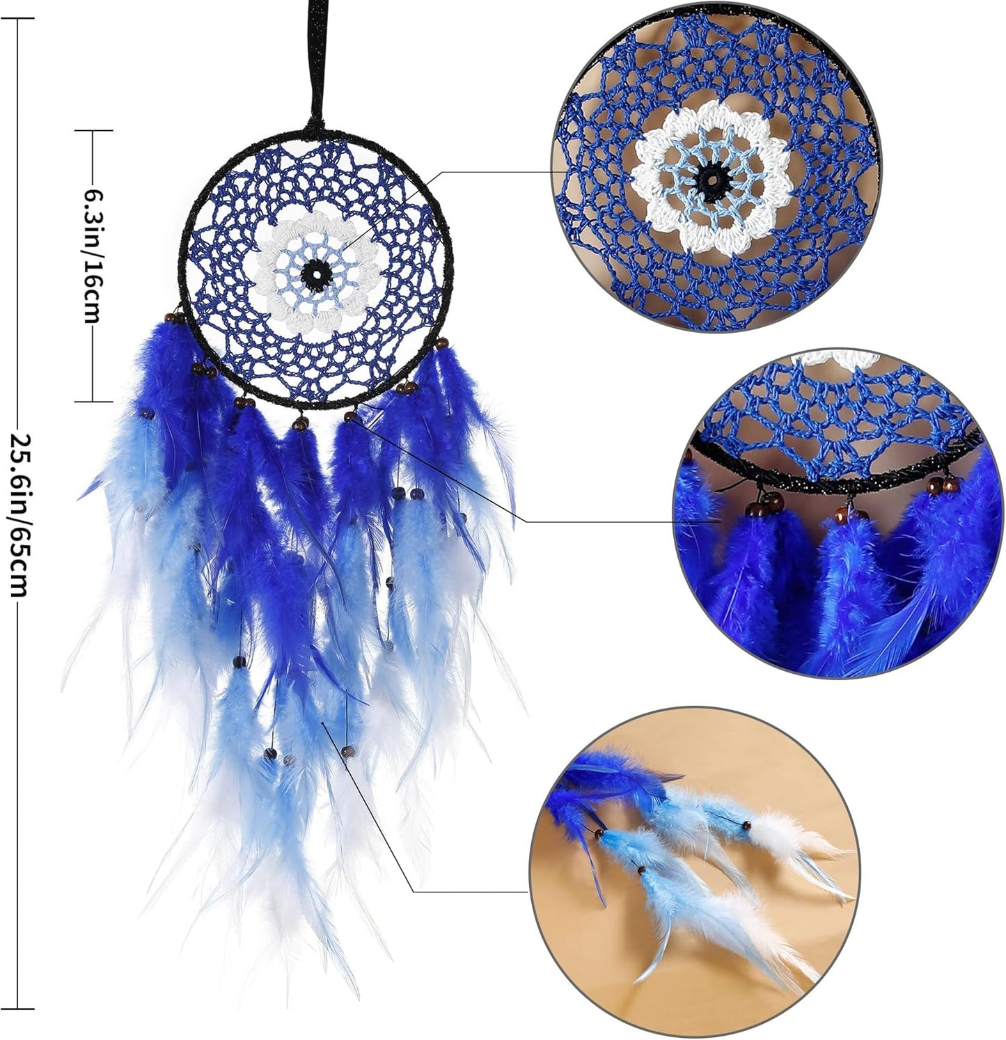 Evil Eye Dream Catchers - Blue Dreamcatcher for Bedroom, Evil Eye Wall Art Hanging Ornament, Good Luck Gifts
