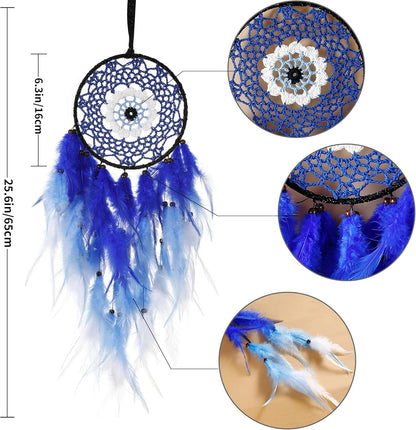 Evil Eye Dream Catchers - Blue Dreamcatcher for Bedroom, Evil Eye Wall Art Hanging Ornament, Good Luck Gifts