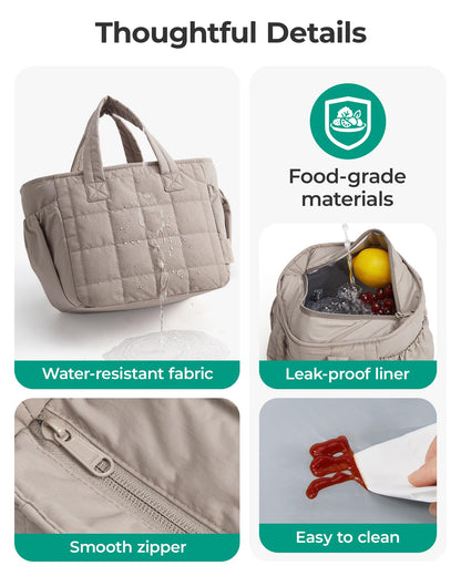 BAGSMART Lunch Bag for Women Small Cute Strawberry Quilted Lunch Box Insulated Lightweight, Leakproof, Durable & Reusable Tote Bag for Work, Travel, Outdoor, Picnic