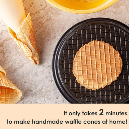 Mini Waffle Ice Cream Cone Maker, 1200W Electric Nonstick Waffler Iron for Homemade Ice Cream Cones