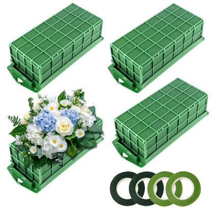4 Pack Floral Foam Cage, Foam Cage Blocks for Fresh Flower, Green Flower Cage Holders for Artificial Flower Arrangement, Wedding Holiday, Interior and Garden Decorations