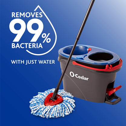 United Solutions 32 Gallon 2 Pack Outdoor Trash Can Bundle with O-Cedar EasyWring Microfiber Spin Mop and Bucket Floor Cleaning System