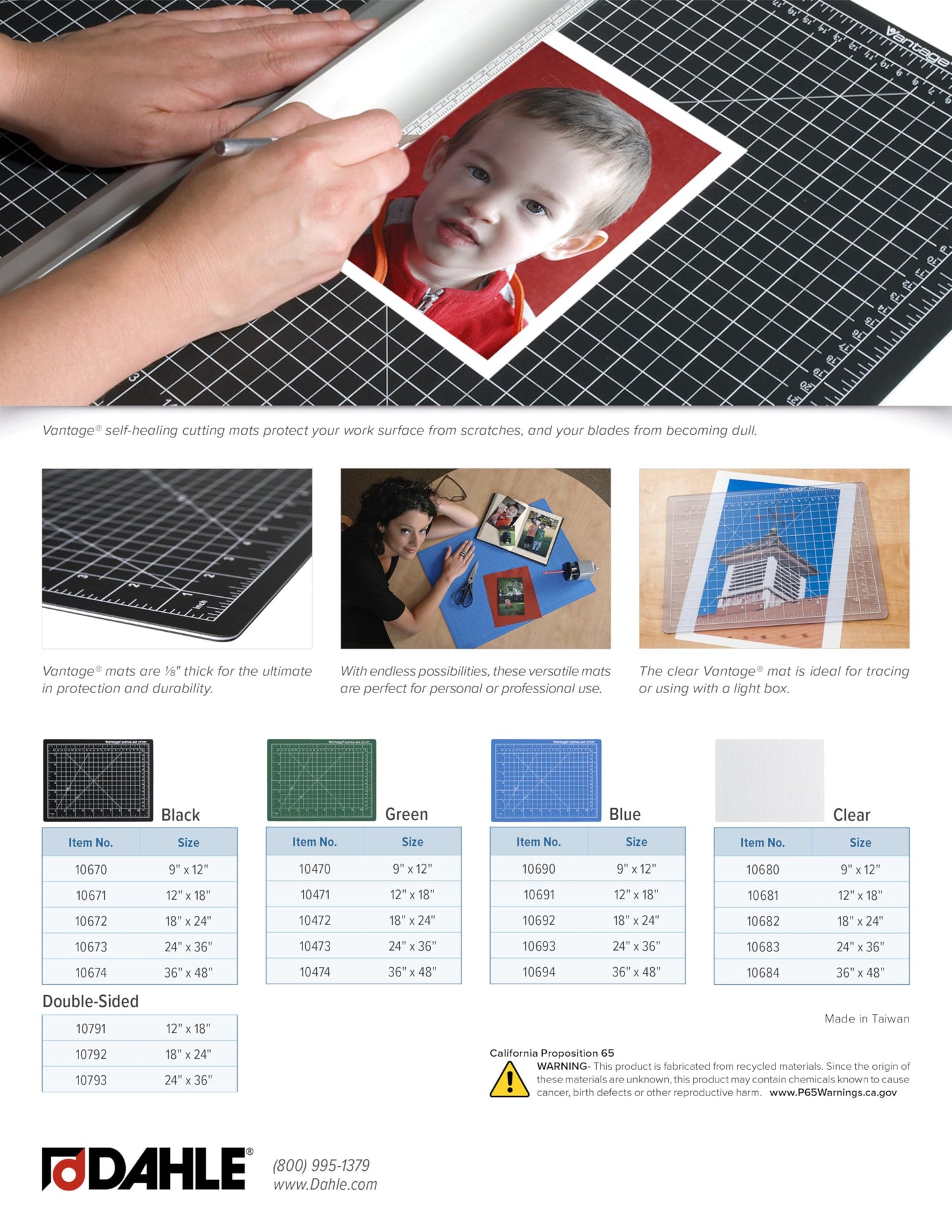 Dahle Vantage 10792 Double-Sided Premium Self-Healing Cutting Mat, 18"x24", 1/2" Grid, 5 Layers for Max Healing, Perfect for Crafts & Sewing, Black