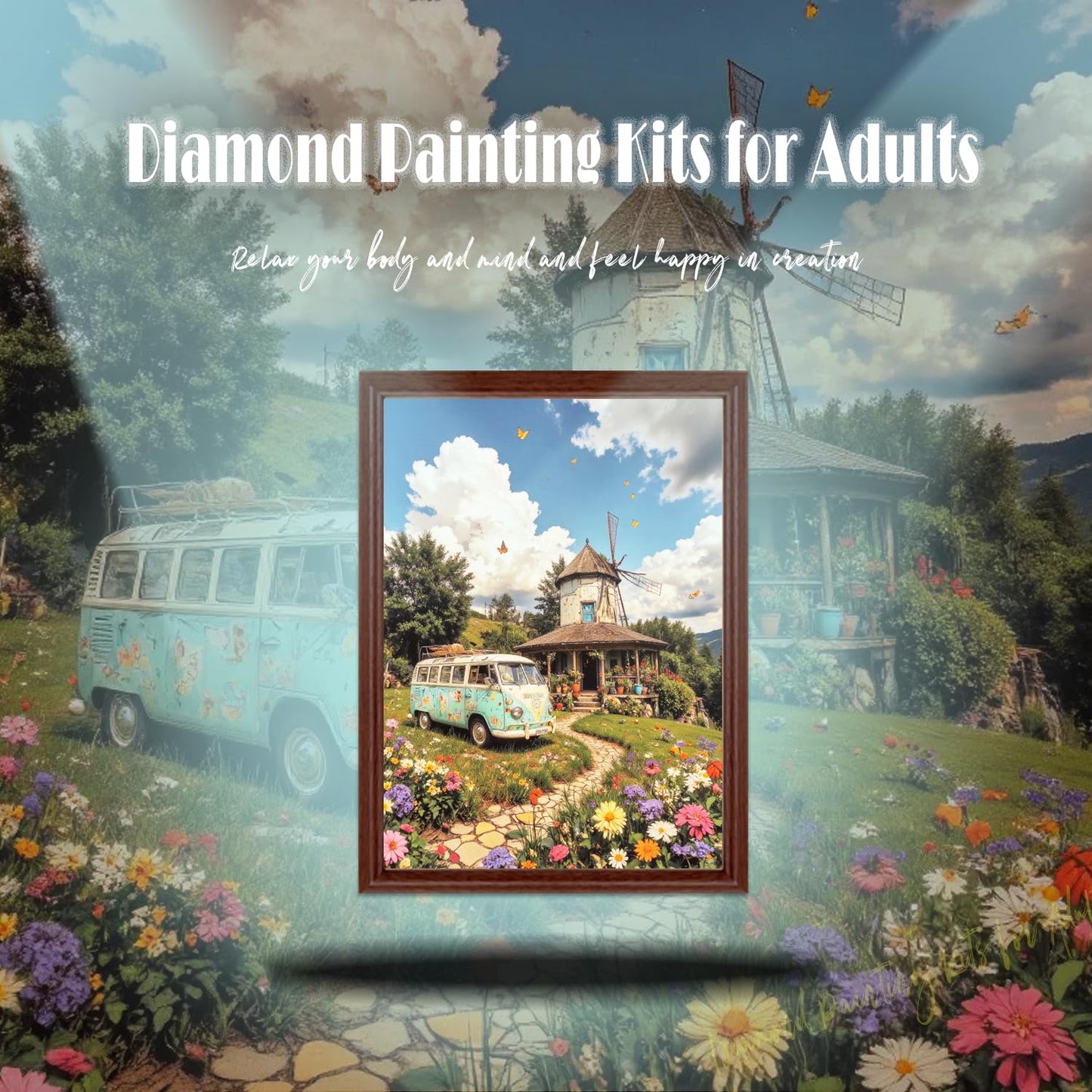 EWJRNSF 6 PCS Landscape 5D Diamond Painting Kits for Adults, Diamond Arts Kits for Beginners Diamond Art Sets, Round Full Drill Arts and Crafts Gems Home Wall Decoration 11.8x15.7 Inches