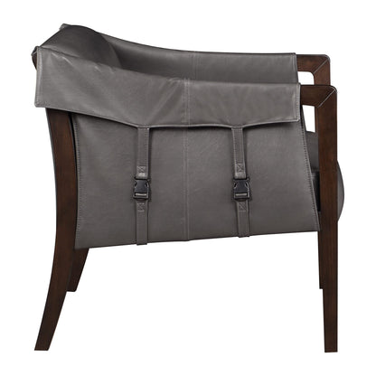 OSP Home Furnishings Parkfield Faux Leather Accent Chair with Sling Buckle Design and Solid Wood Frame, Pewter