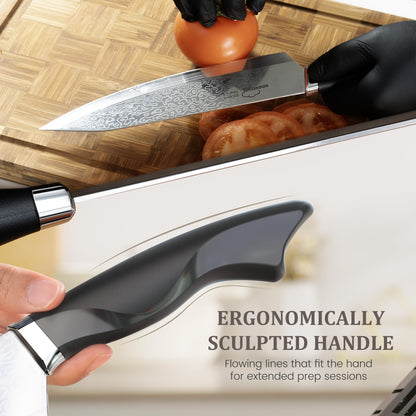 Amorston 22 Pieces Knife Set, Laser Engraved High Carbon Stainless Steel Knife Block Set, Full Tang Professional Kitchen Knife Set with Built-in Sharpener, Mothers Day Gifts for Kitchen