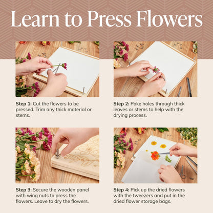 DIY Gift Kits Flower Press Kit - 20 Layers - 2 Sets of 10x10 Inch Wooden Panels - Easy Dried Flower Crafting and Preservation - Adult Beginner Gift Set