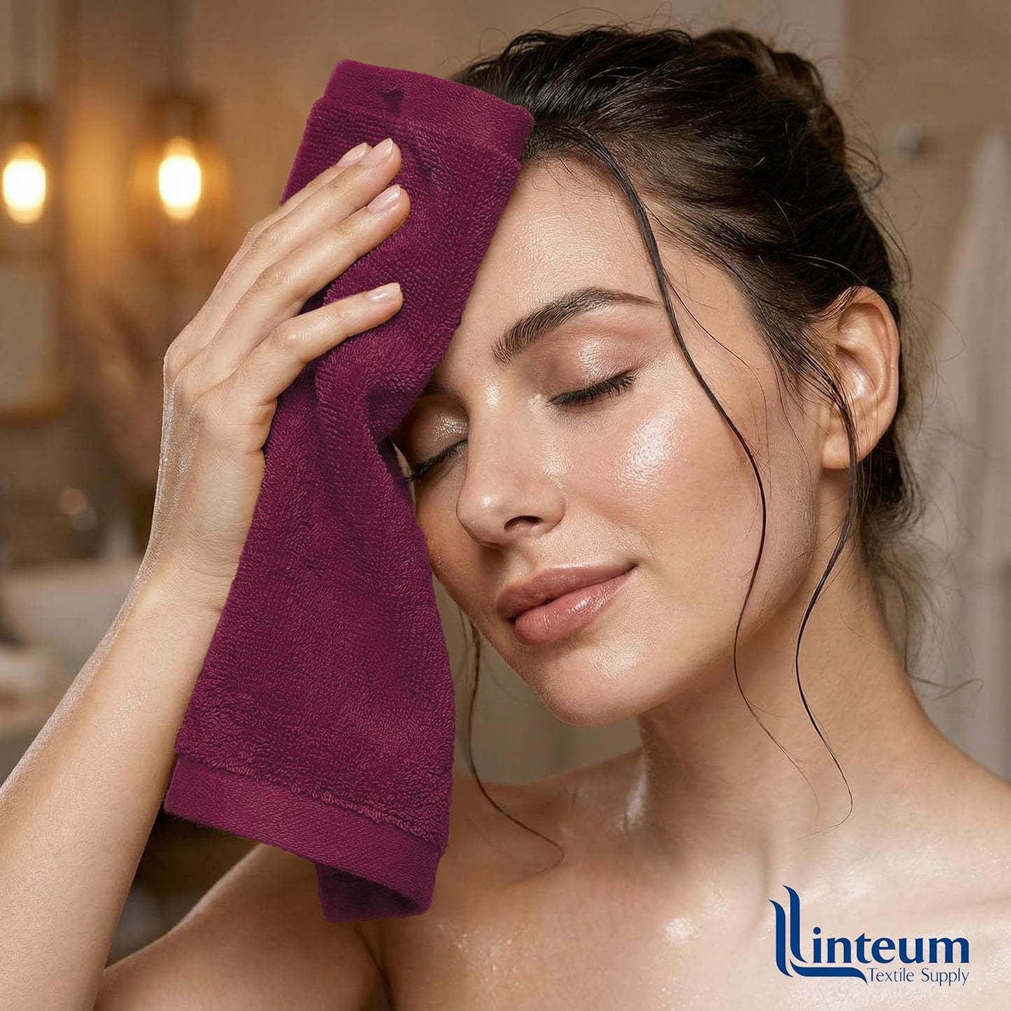 12x12 100% (24 Pack) Linteum Textile Supply Premium Washcloth (Burgundy) Ring Spun Cotton Zero Twist Towels |