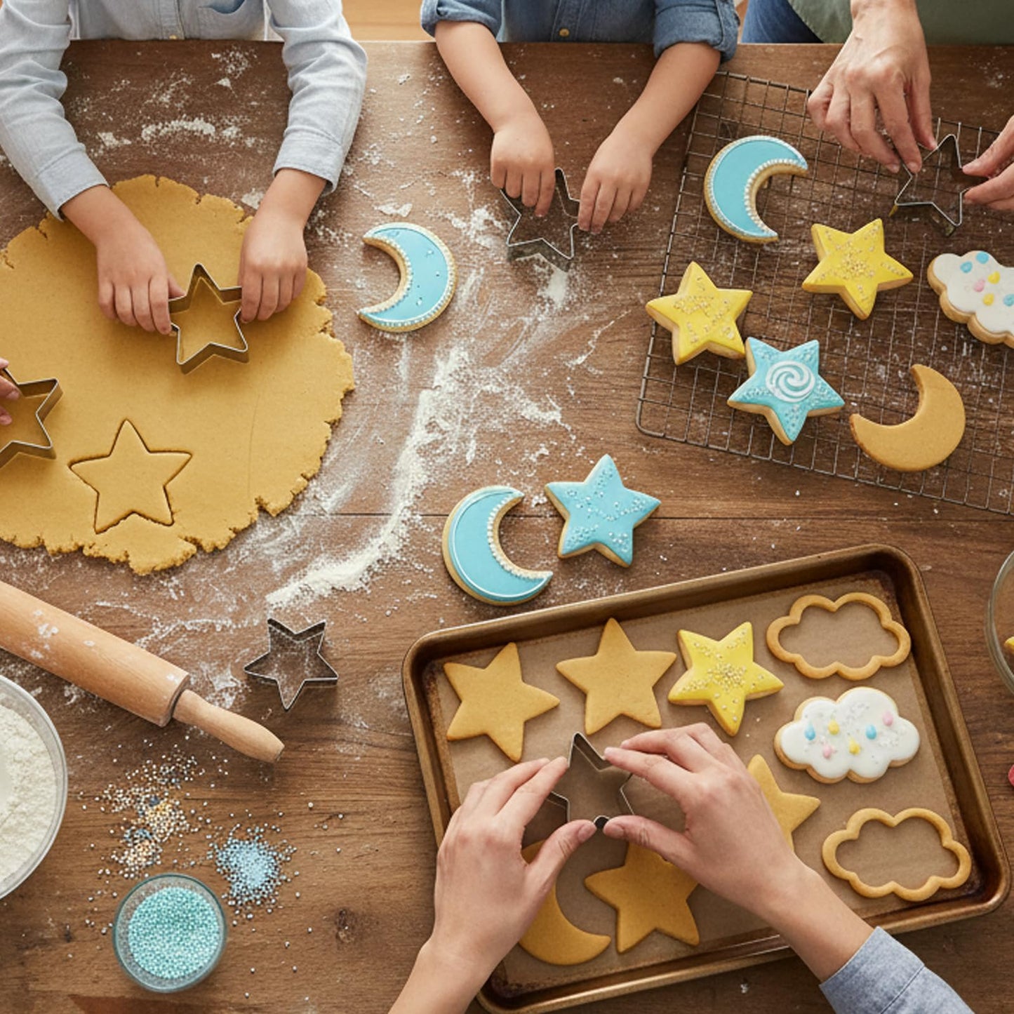 3 Pieces Star, Moon and Cloud Cookie Cutters, Stainless Steel Cute Cookie Cutters for Birthday Cake Cupcake Party Decorations