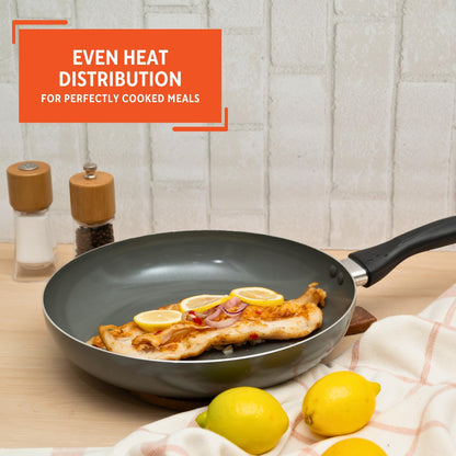 IMUSA 12-Inch Ceramic Nonstick Frying Pan – Large Gray Aluminum Skillet with Cool-Touch Handle, Ideal for Sautéing, Stir-Frying & Searing– Healthy Non-Stick Cookware for Home Kitchen