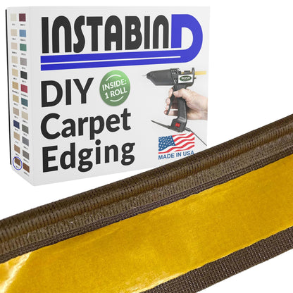 Instabind 54 ft Roll Premium Carpet Edge Binding – Regular Style Carpet Edge Trim - Do-It-Yourself Glue On Rug Edging - Durable & Easy Finishing for Rug Edges - USA Made Flooring Products, Malt
